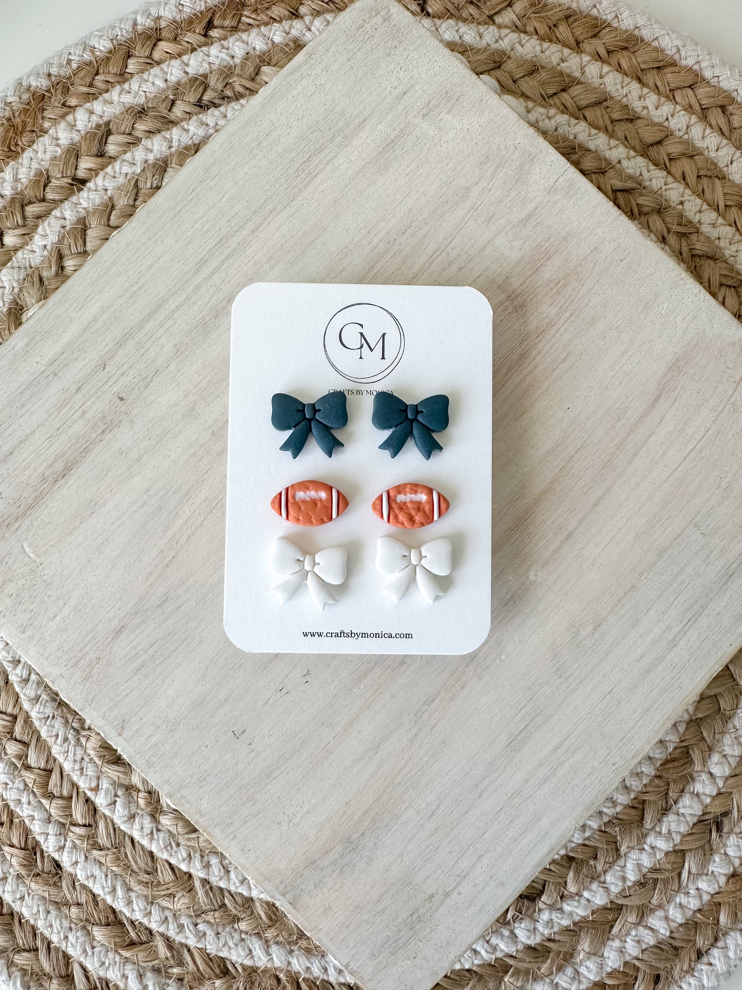 Sports Themed Clay Bow Stud Multi Packs