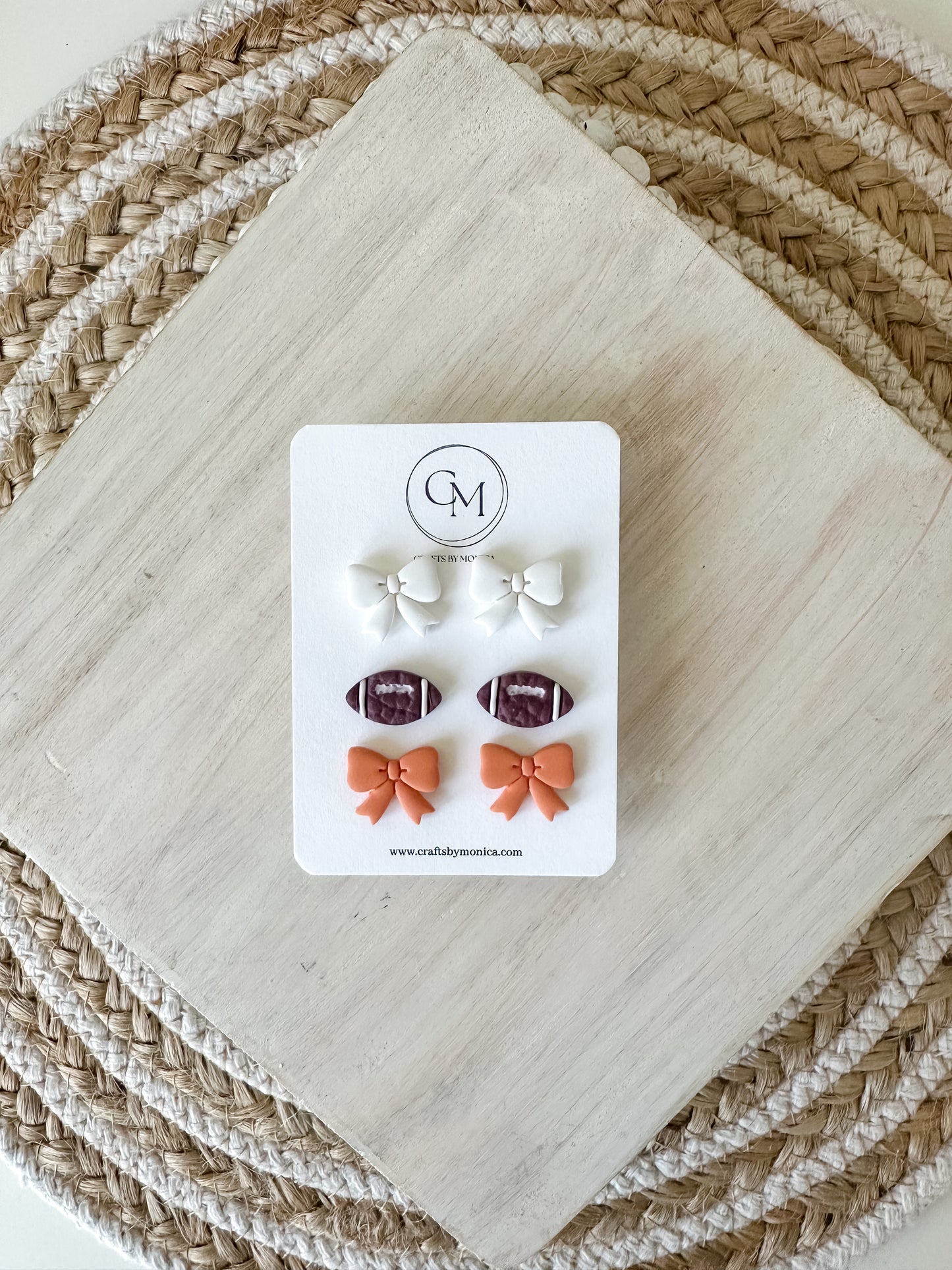 Sports Themed Clay Bow Stud Multi Packs