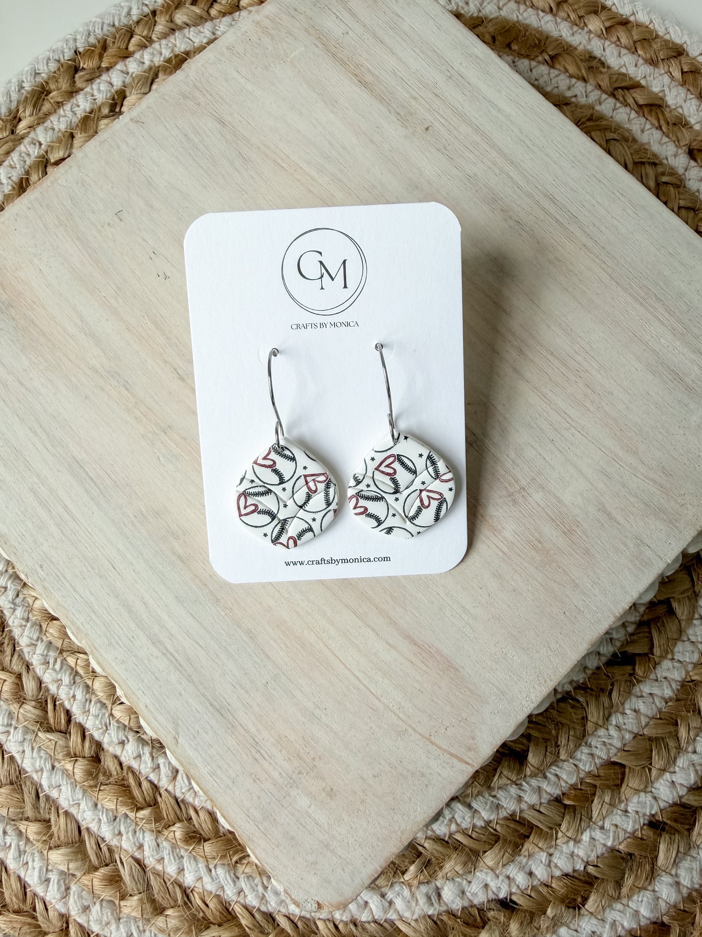 Baseball Clay Earrings