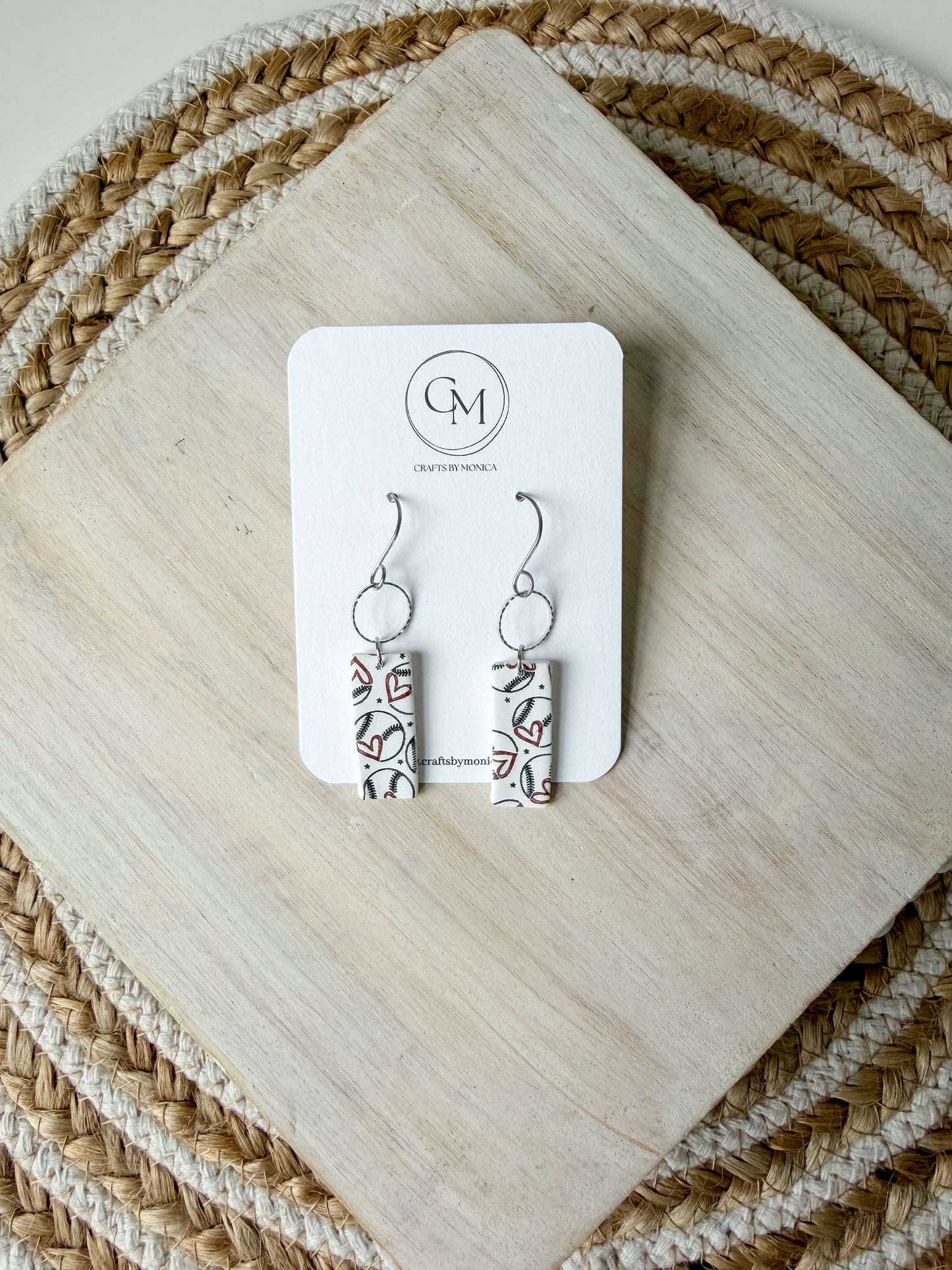 Baseball Clay Earrings