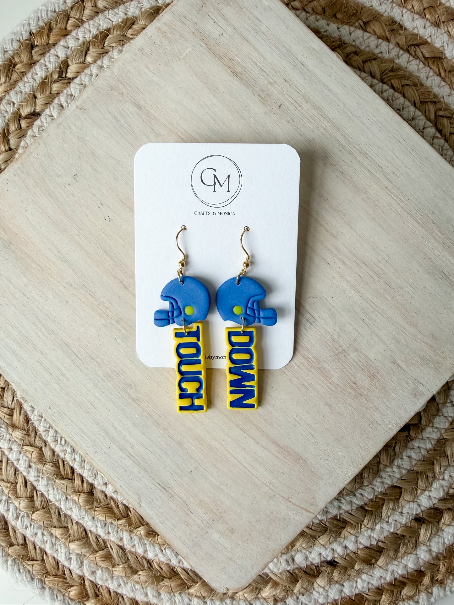 Touch Down Football Helmet Clay Earrings