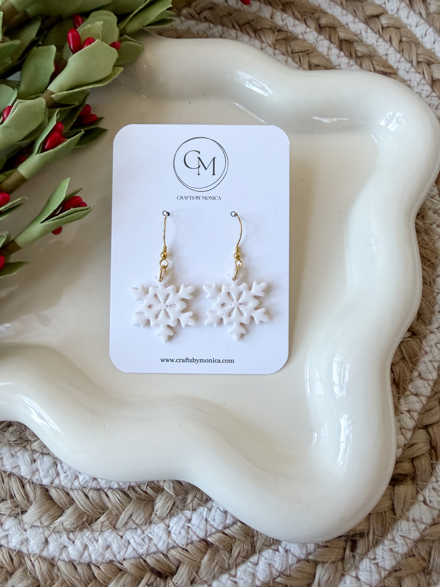 Clay Snowflake Dangles