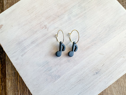 Clay Small Music Note Hoops