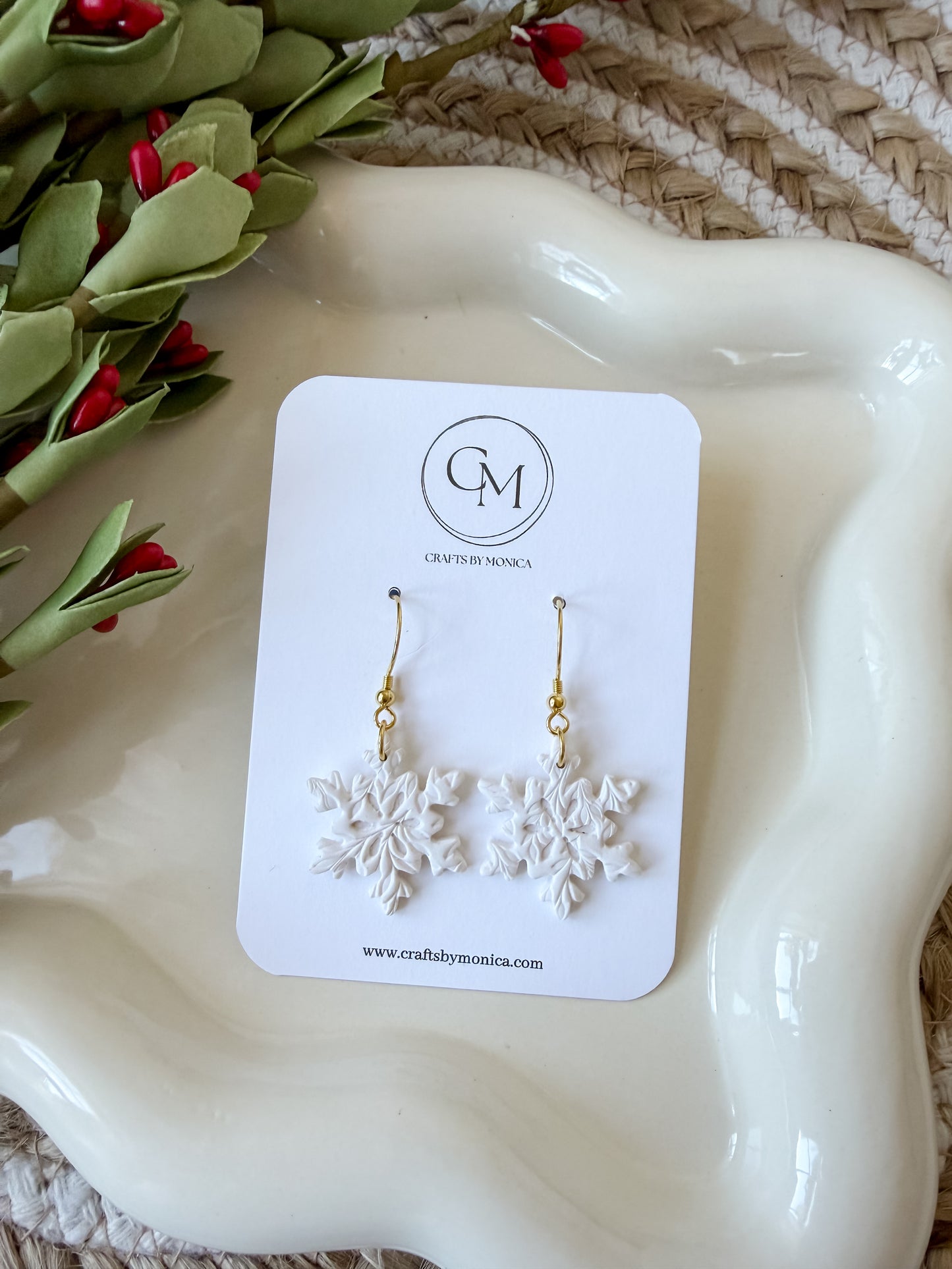 Clay Snowflake Dangles