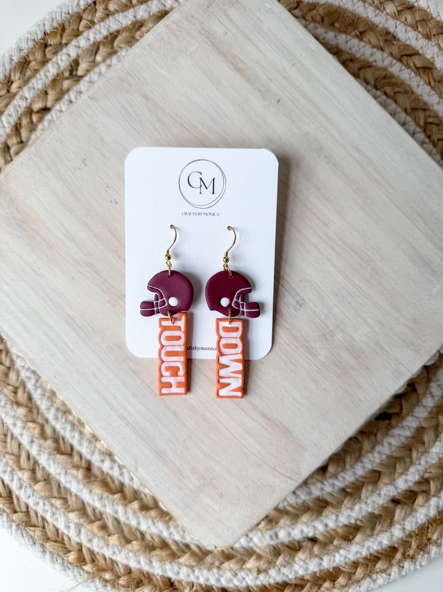 Touch Down Football Helmet Clay Earrings