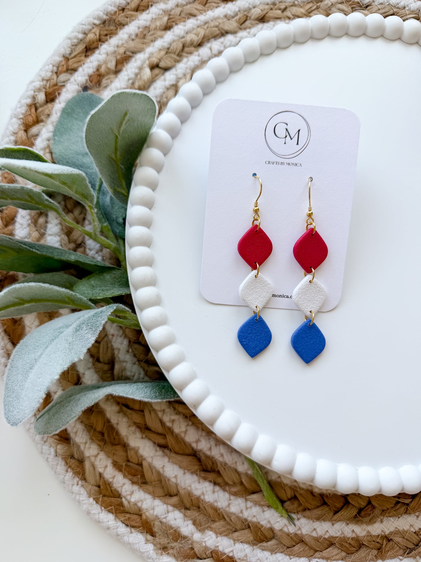 Red, White & Blue Small Diamond Dangles