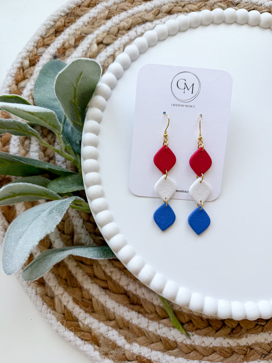 Red, White & Blue Small Diamond Dangles