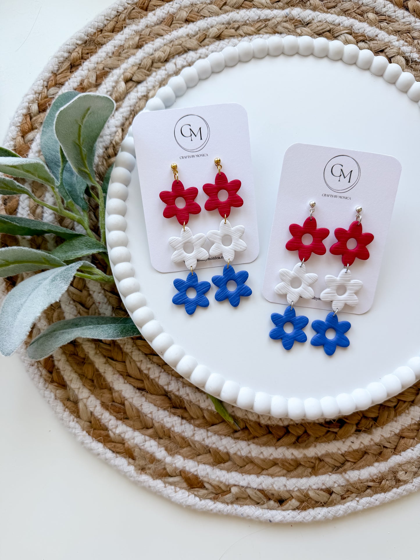 Clay Flower Dangle Ball Stud Posts