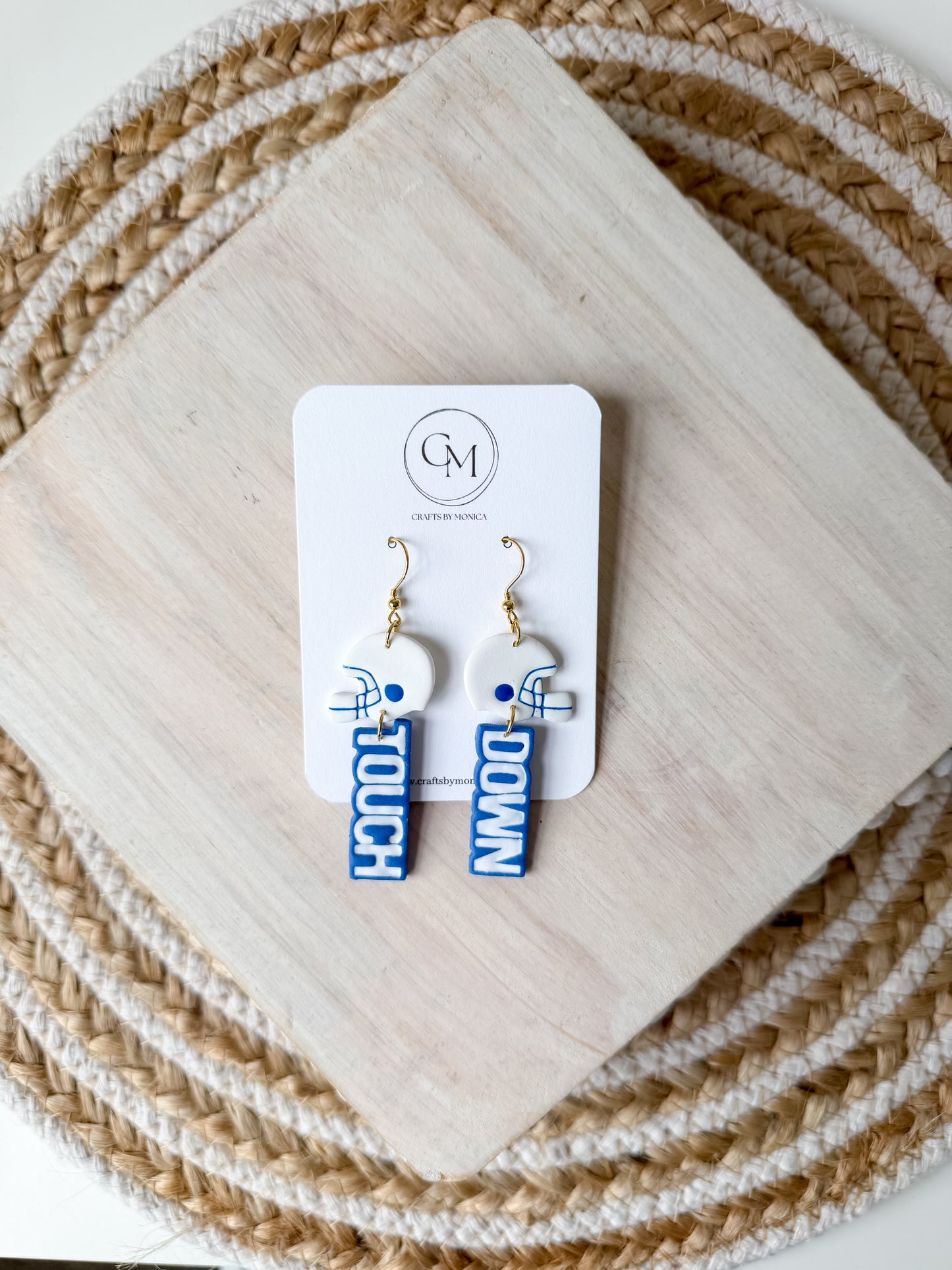 Touch Down Football Helmet Clay Earrings
