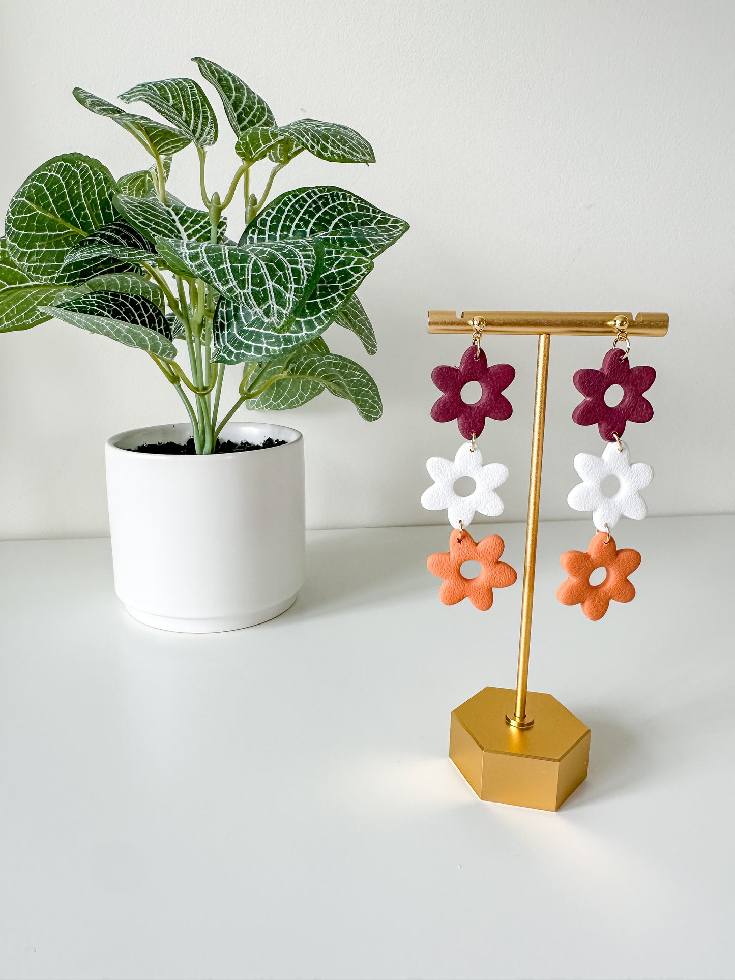 Clay Flower Dangle Ball Stud Posts