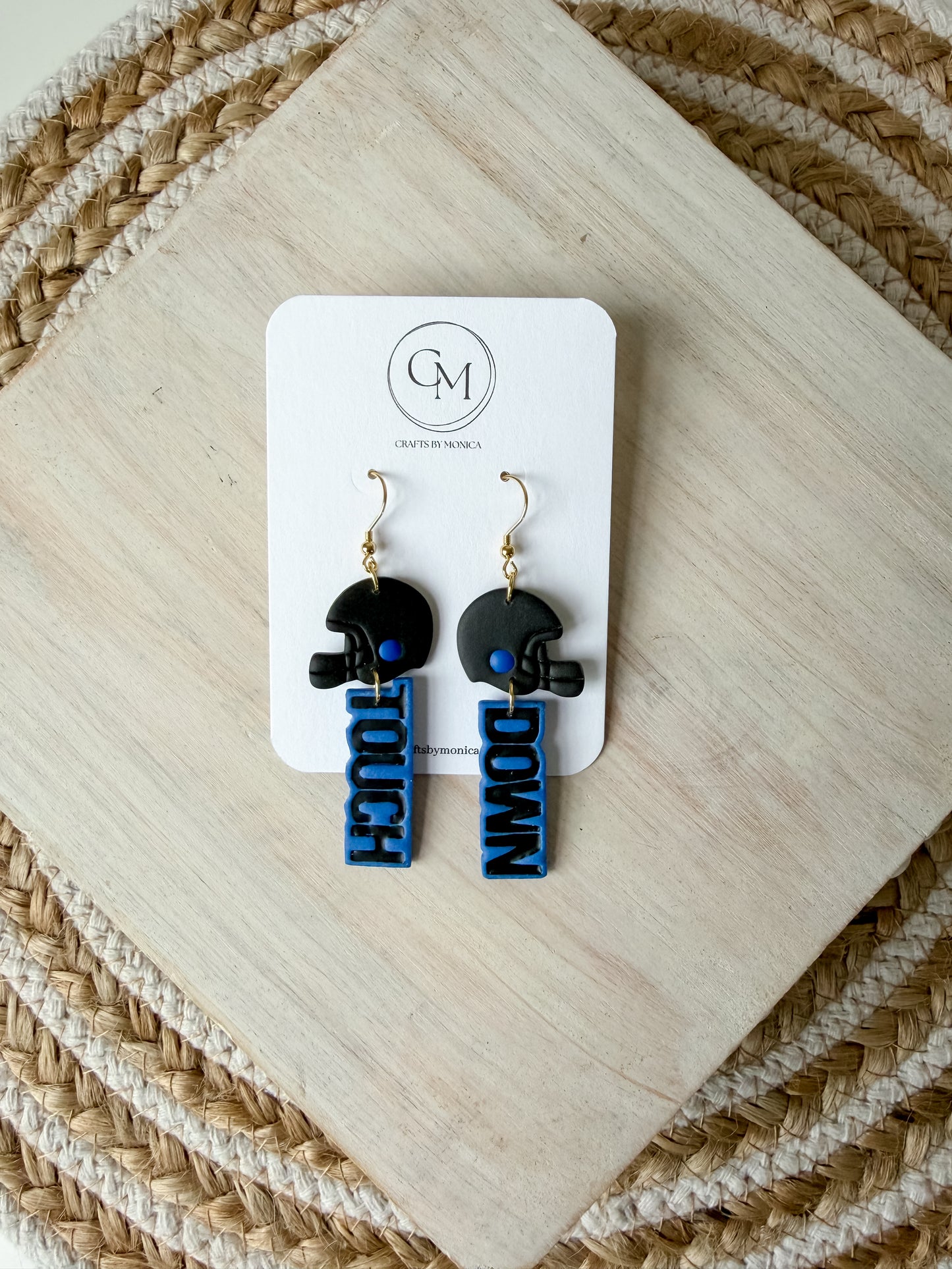 Touch Down Football Helmet Clay Earrings