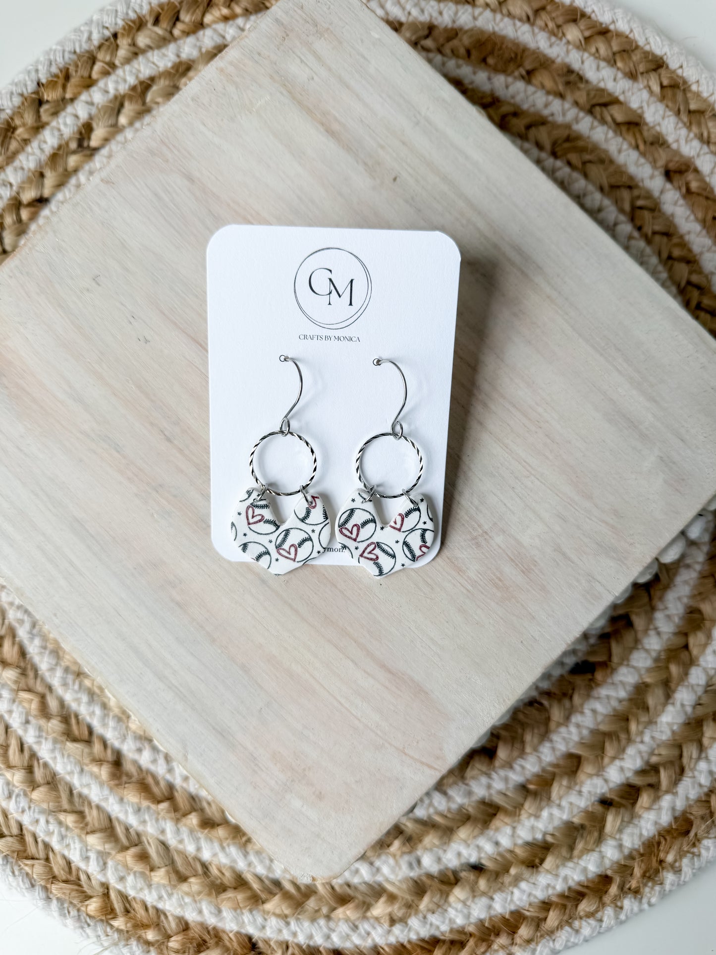 Baseball Clay Earrings