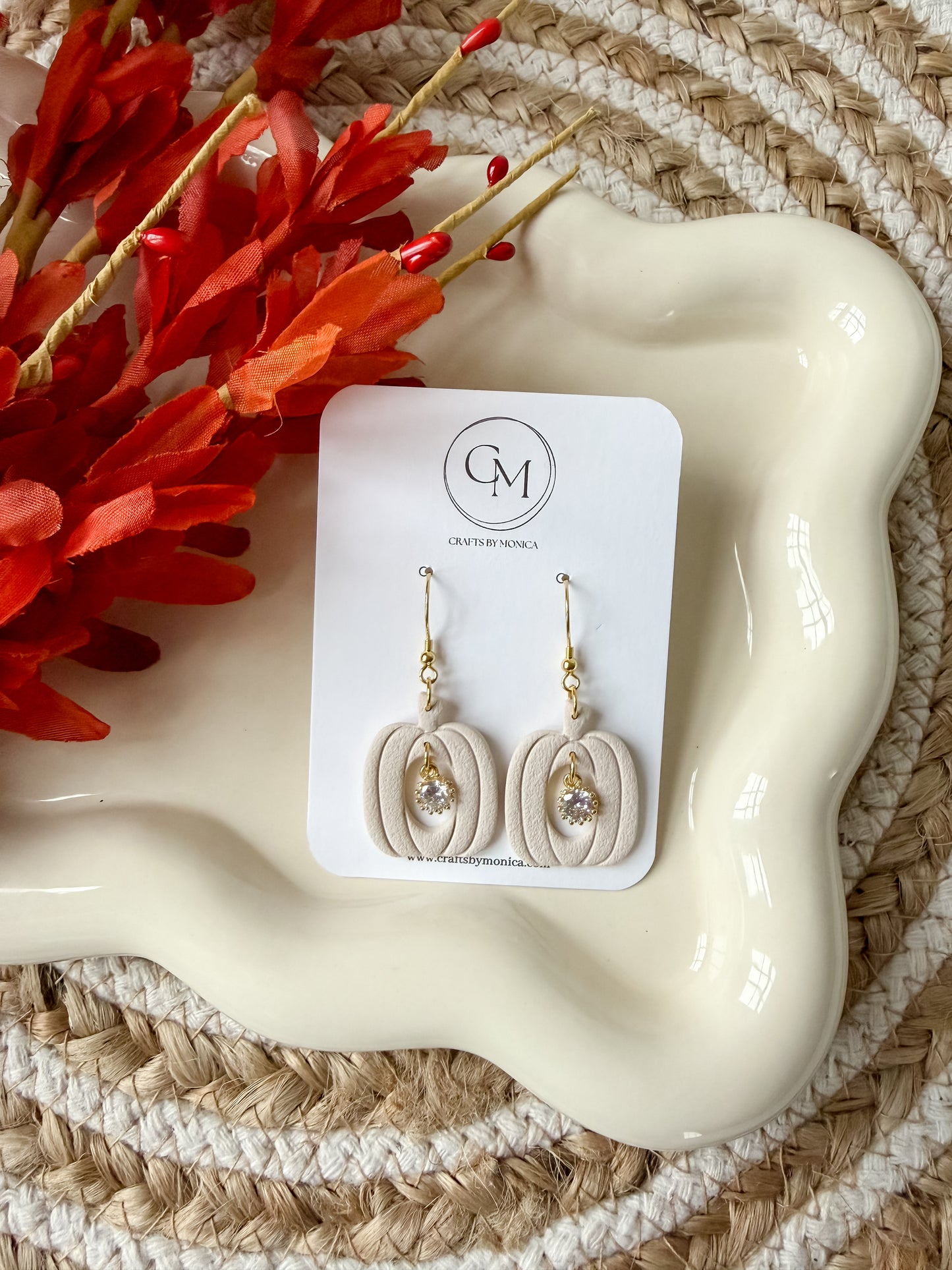 Cutout Pumpkins with cubic zirconia piece