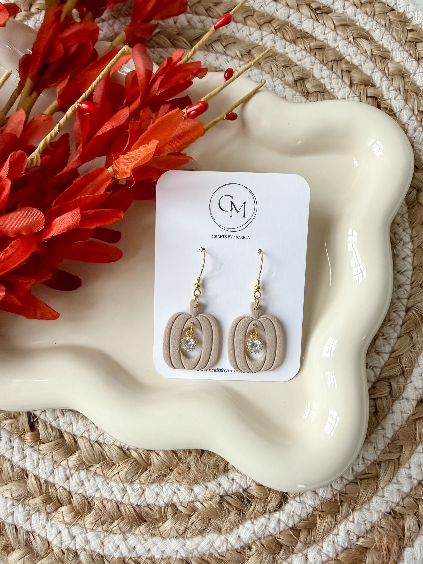 Cutout Pumpkins with cubic zirconia piece