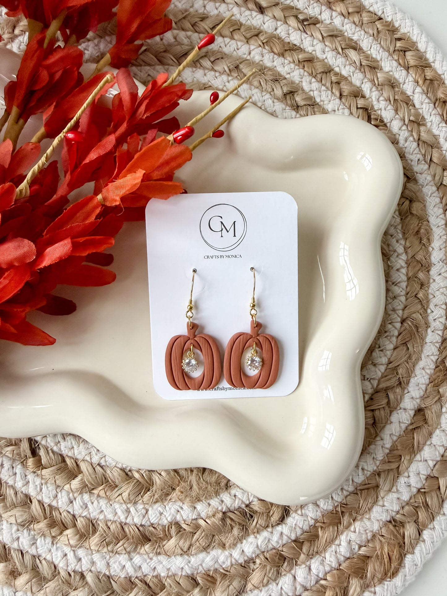 Cutout Pumpkins with cubic zirconia piece