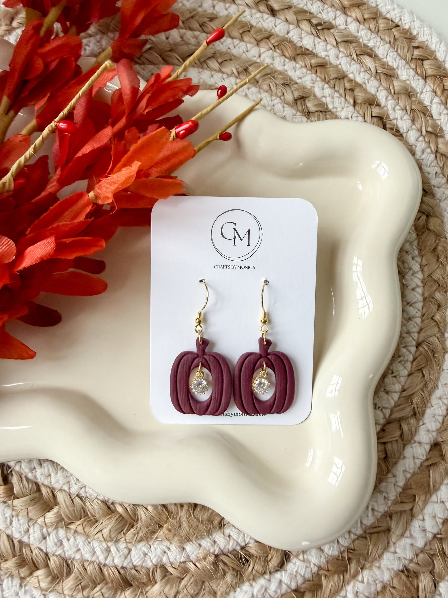 Cutout Pumpkins with cubic zirconia piece