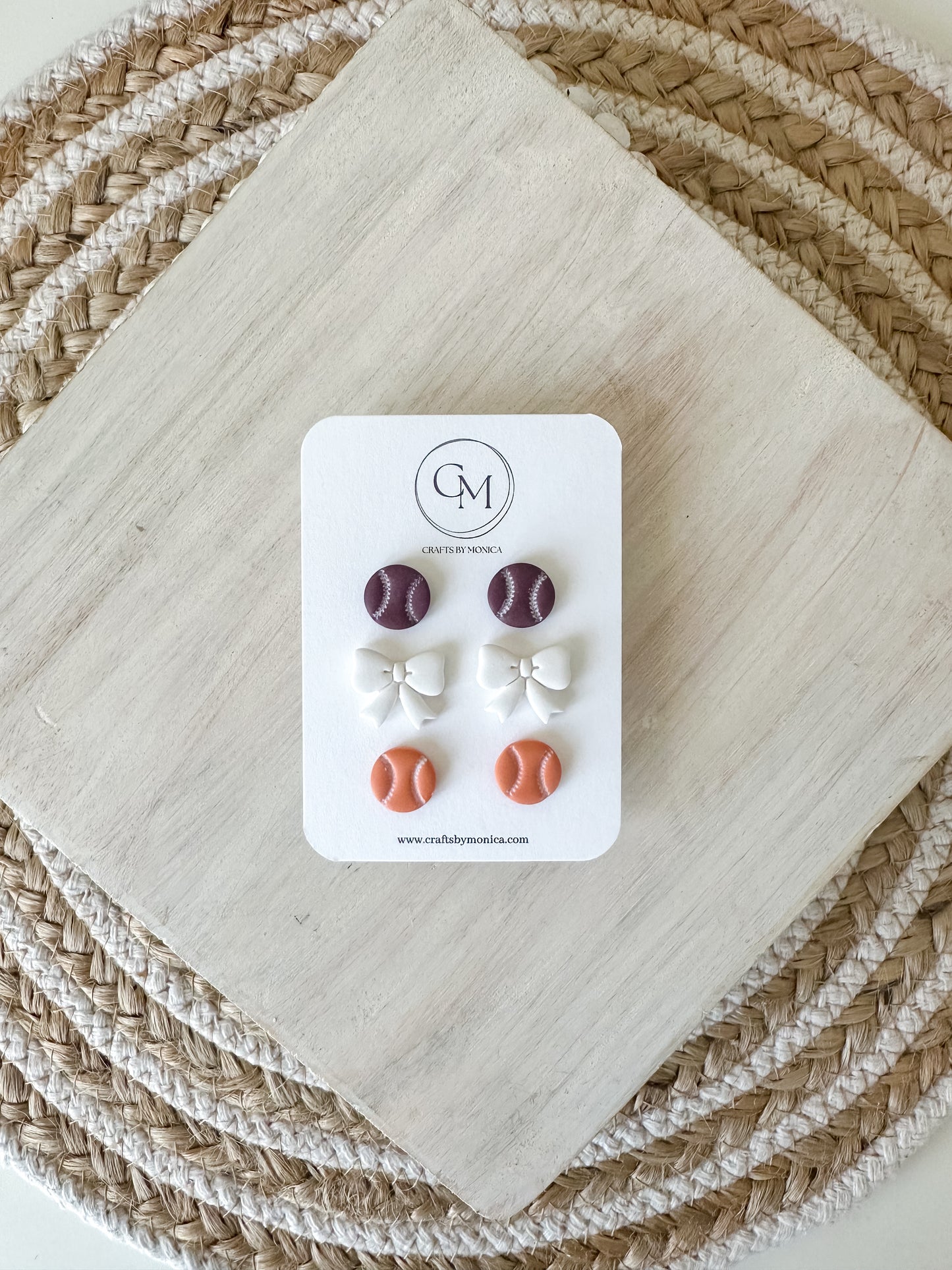 Sports Themed Clay Bow Stud Multi Packs