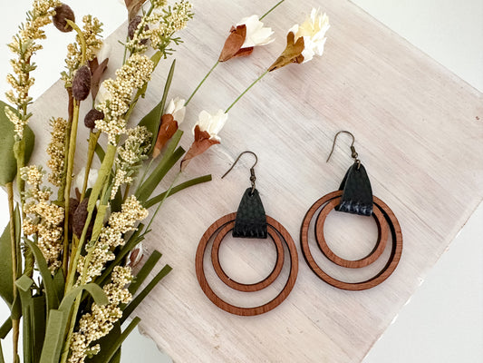 Wooden Leather Hoops (multiple colors available)