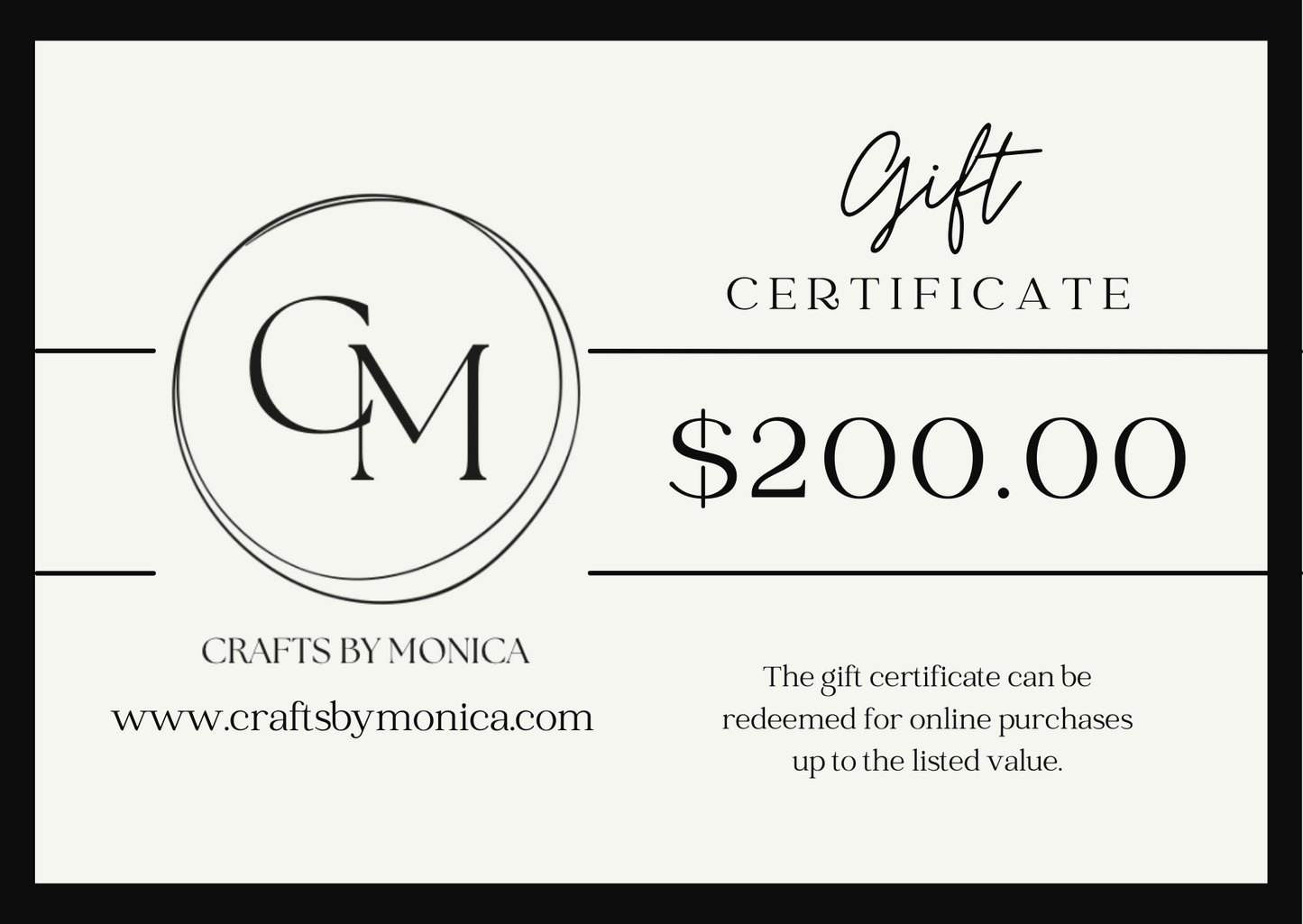 Crafts by Monica Gift Card