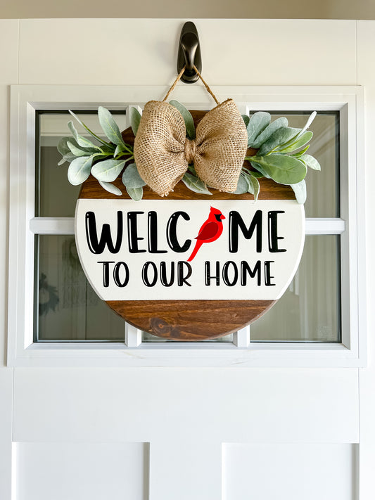 Wooden Welcome Cardinal Sign