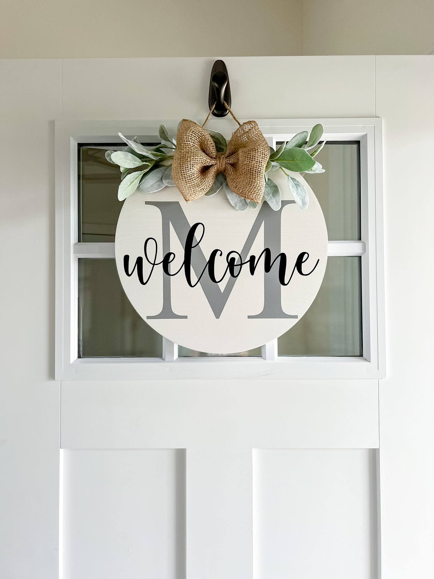 Wooden Welcome Sign with Personalized Letter